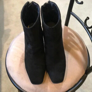 Black Faux Suede Ankle Zip Back Bootie with 4 inch Heel-Size 8